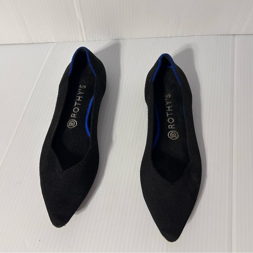 Rothy's black pointy toe flat shoe women size 9.5